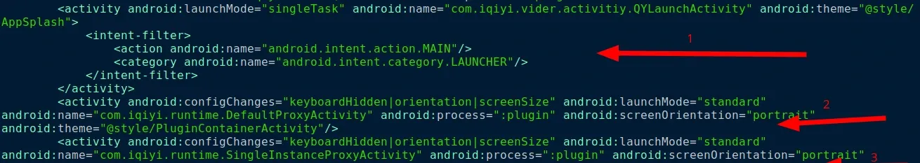 Activities in the manifest