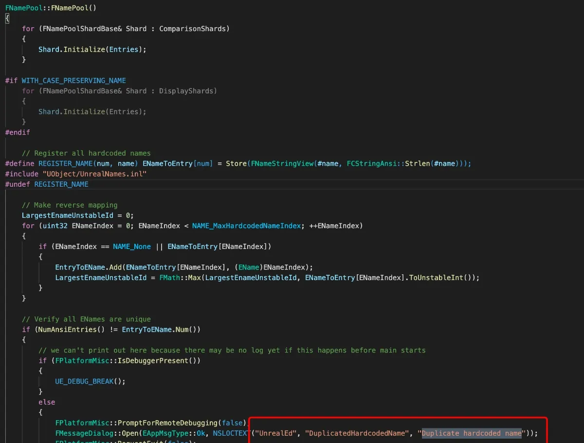 The “^ ^” string in FNamePool’s constructor