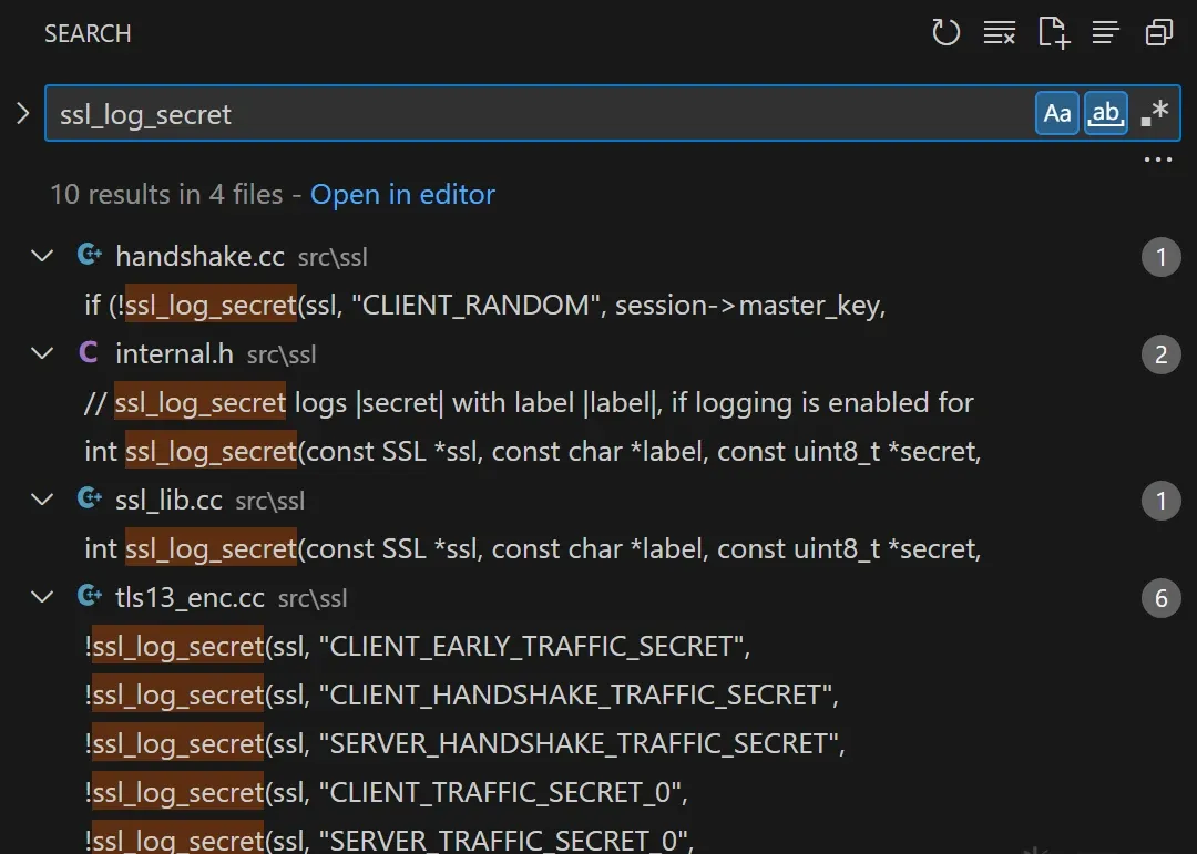 ssl_log_secret function references