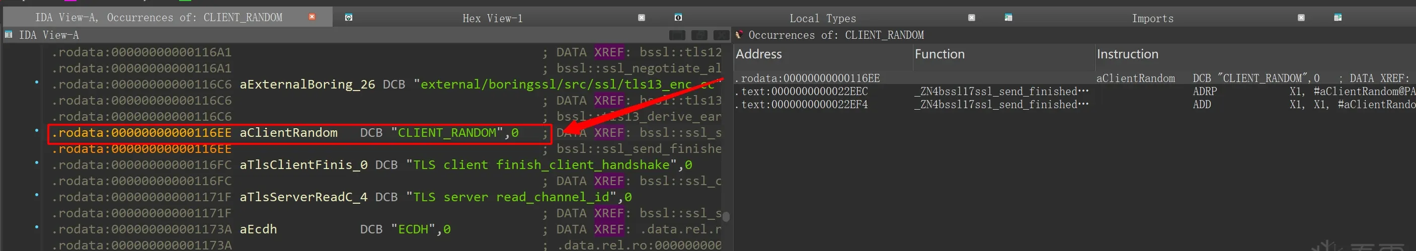 CLIENT_RANDOM string search