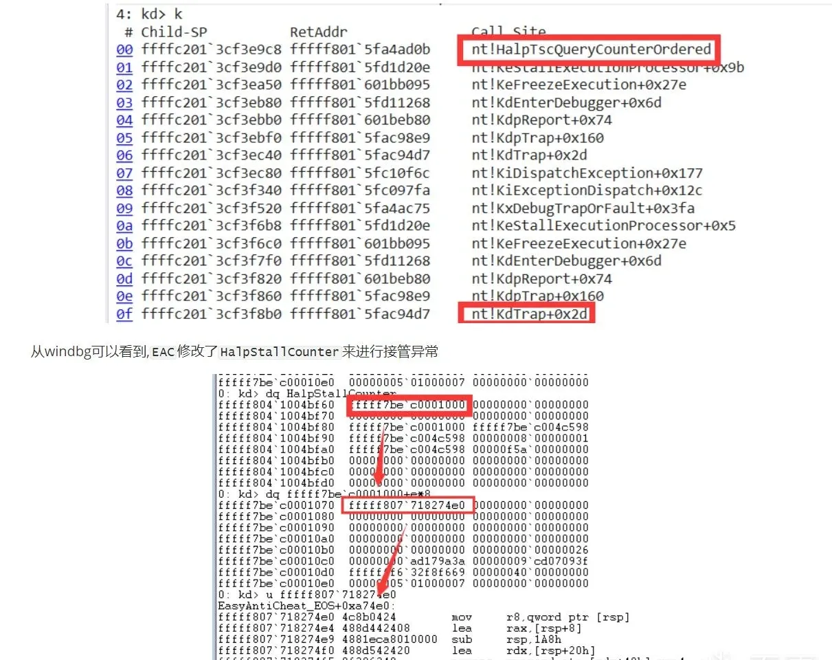 Call stack when an exception fires — takeover via HalpStallCounter