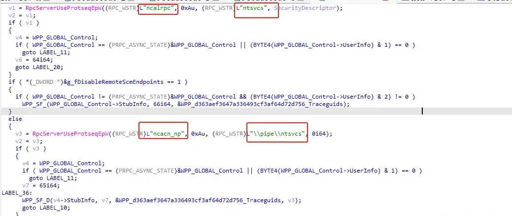 SVCCTL interface — \pipe\ntsvcs and protocol sequences