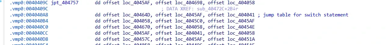 VM handler table