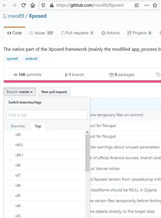 GitHub repo tops out at v89