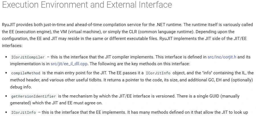 The ICorJitCompiler interface in the RyuJIT Overview