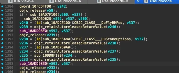 The dictionary-insert site in IDA