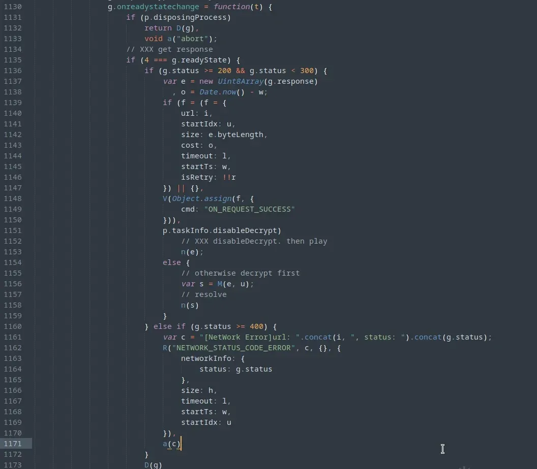 Response handling — the M decrypt function