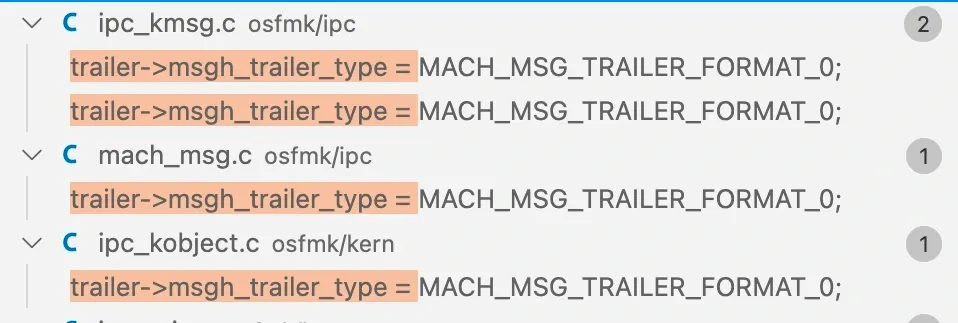 All five vulnerable functions located via one search