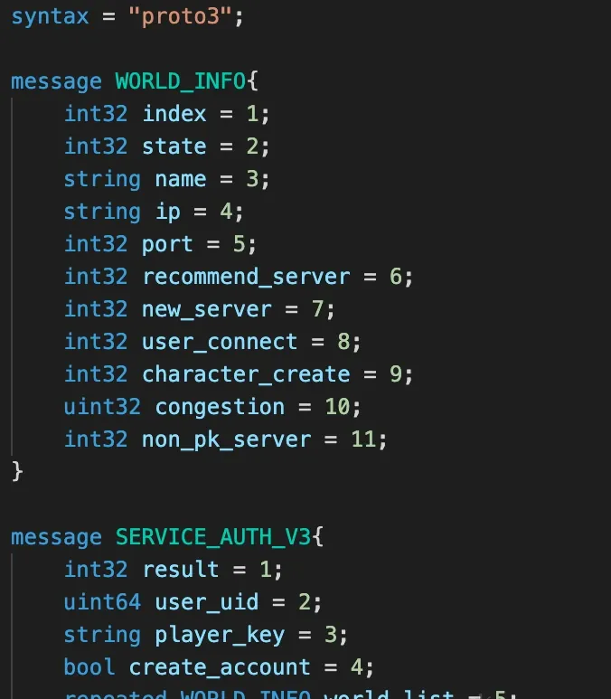 Dumped proto file