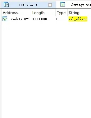 Searching ssl_client in the strings