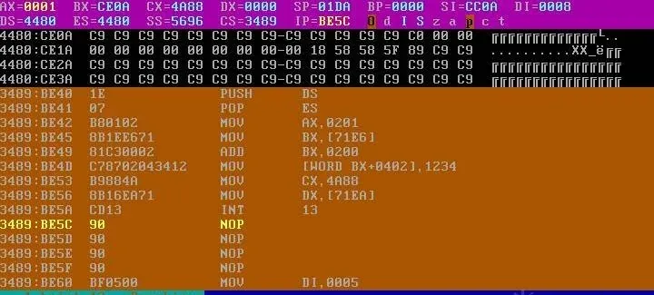 Data buffer at ES:BX