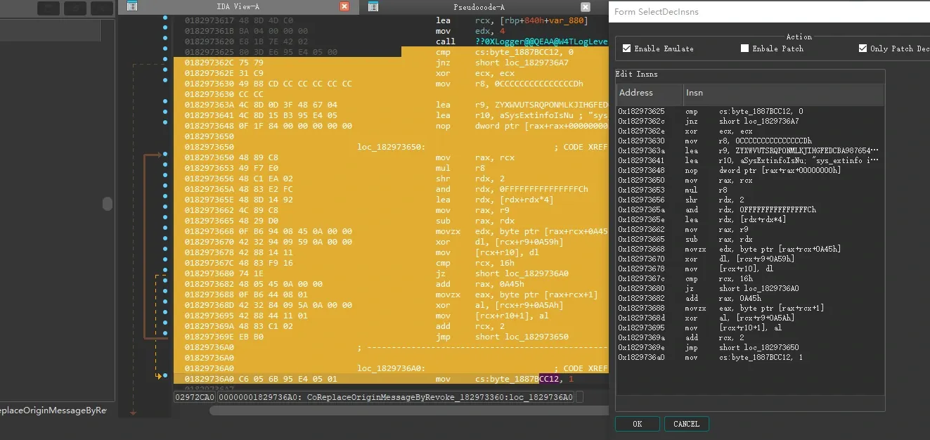 Manual dec-select mode