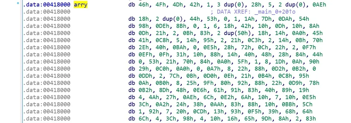 Searching for the array in IDA