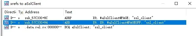 Finding ssl_client’s cross-references