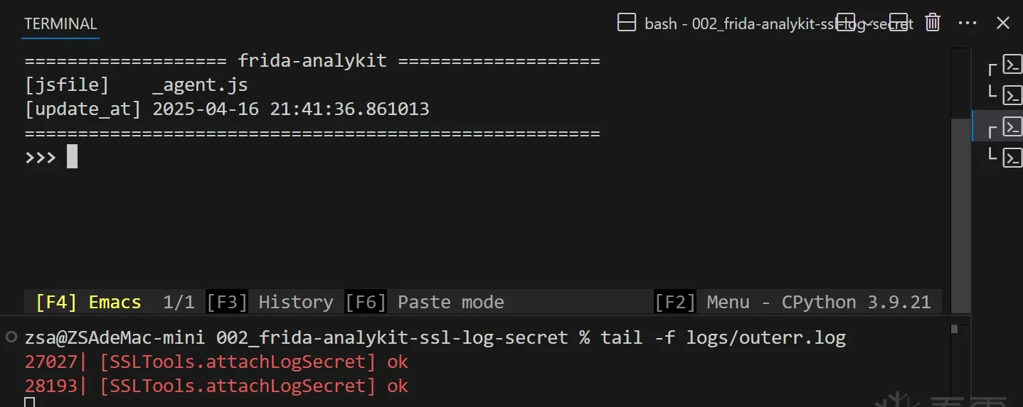 frida-analykit injection console output