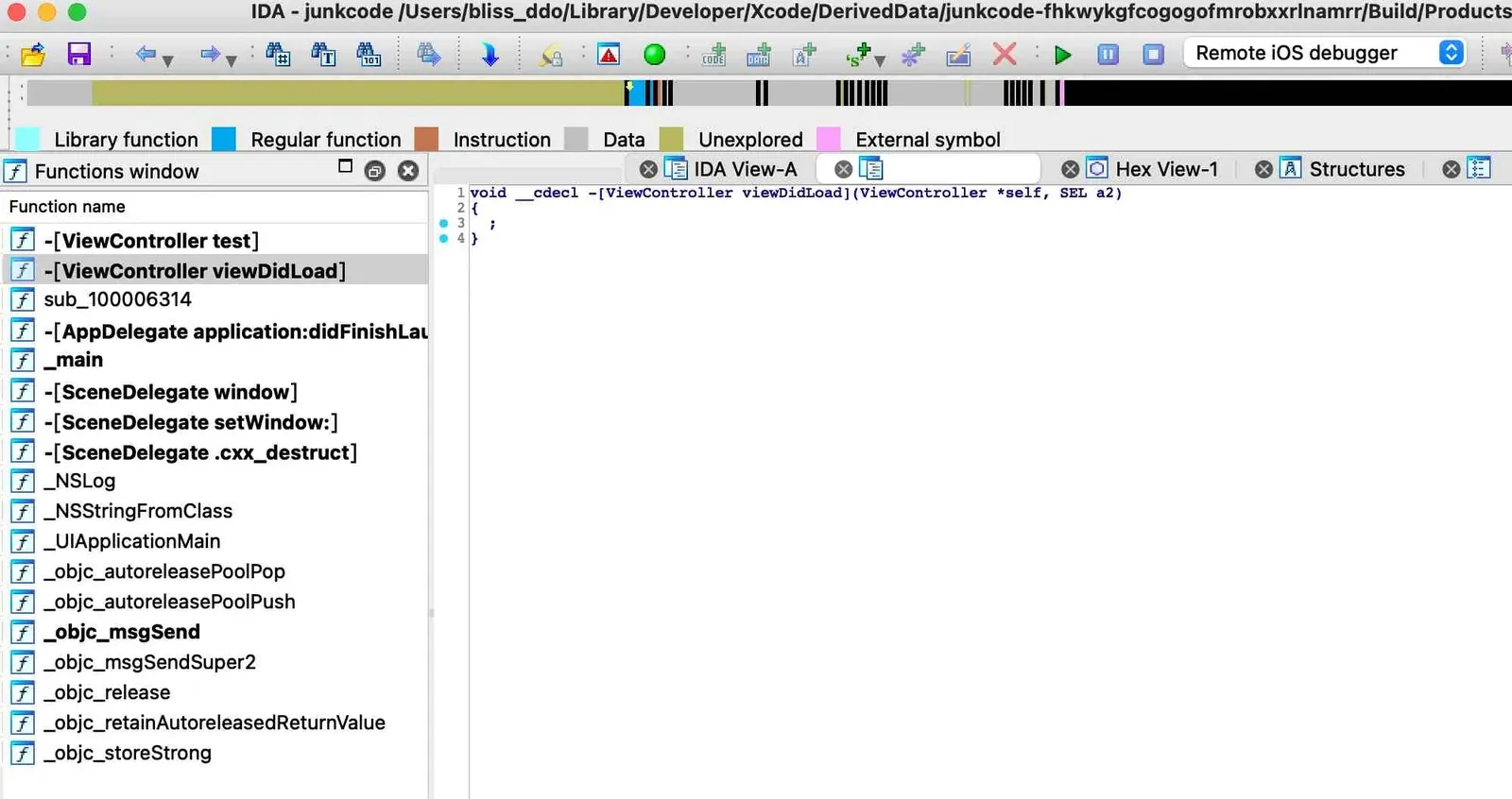 IDA fooled by ret-to-self into an empty function