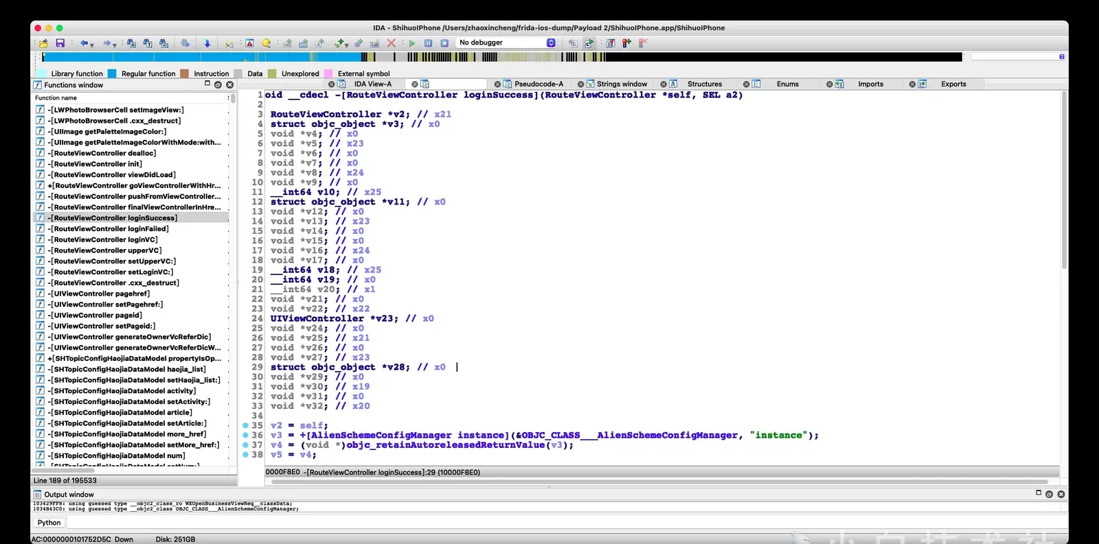 Opening the binary in IDA