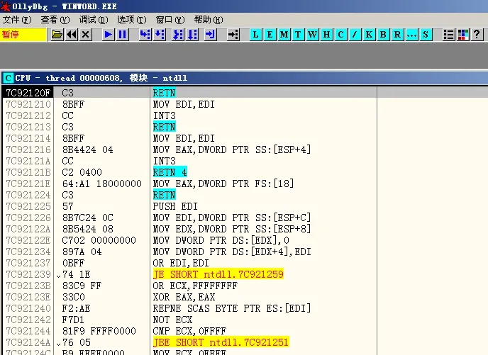Selecting WINWORD