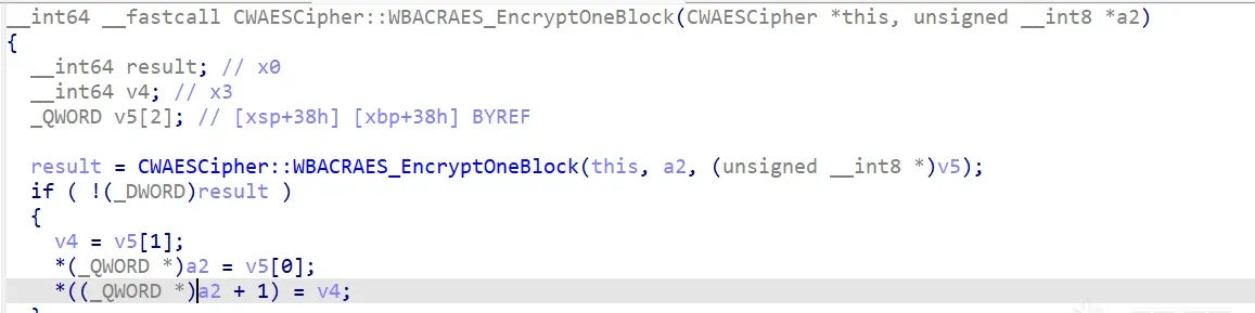 0xa07c WBACRAES_EncryptOneBlock