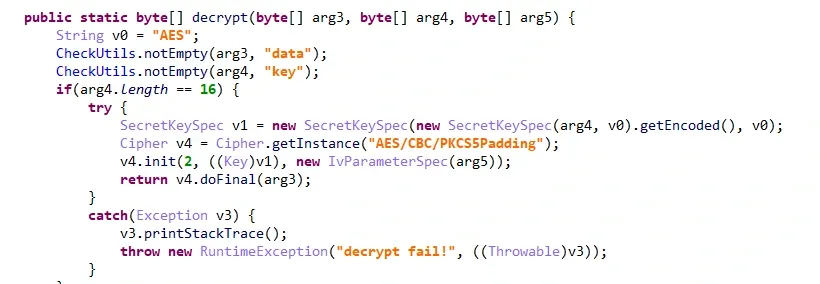 AES/CBC/PKCS5Padding