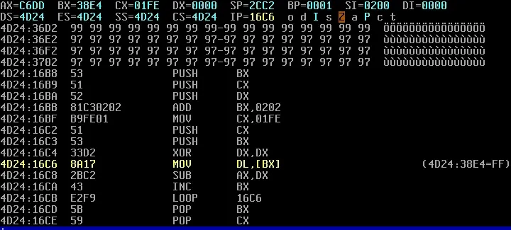 Subtracting the 1FE-byte sum