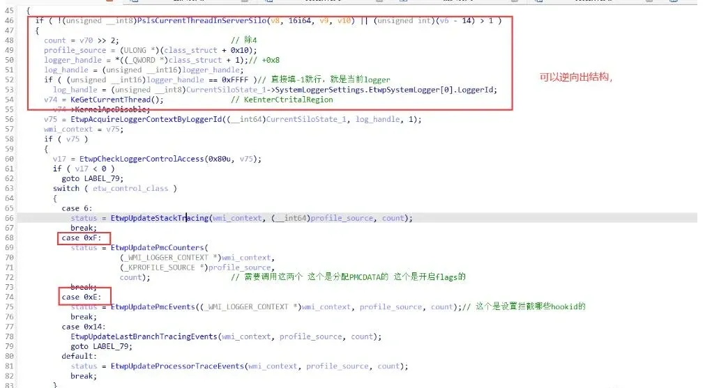 EtwSetPerformanceTraceInformation — the part to reverse