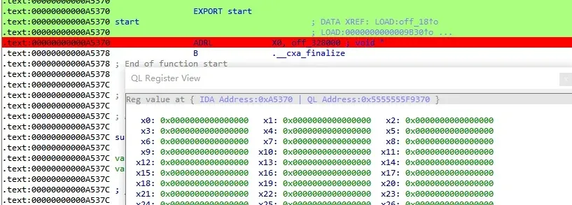 Reaching the start function