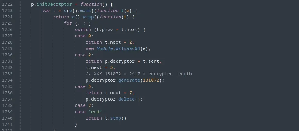 decryptor is the WxIsaac64 object
