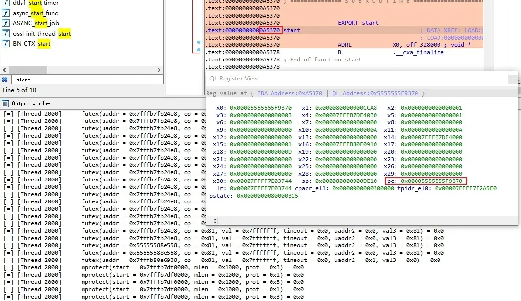 Reached the start function