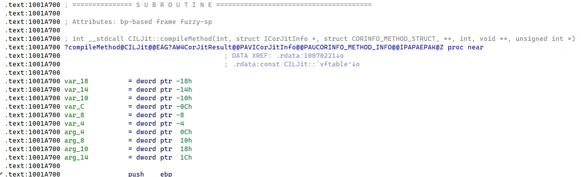 CILJit::compileMethod in IDA, stdcall, third arg at esp+C