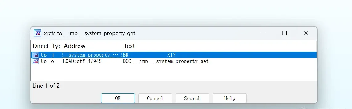Cross-referencing __system_property_get