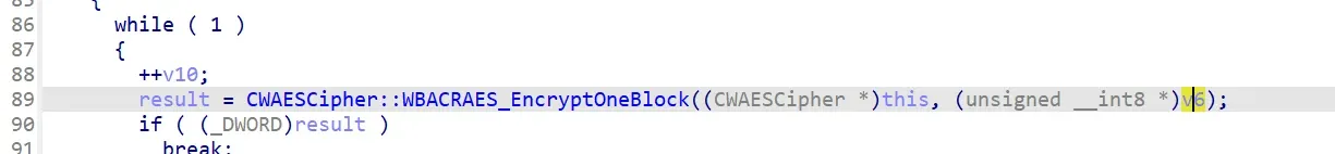 EncryptOneBlock breakpoint