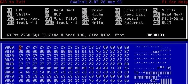 Track 74, sector 4A88 data