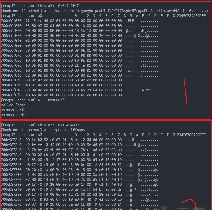 two hash_sum calls: file size vs .text size