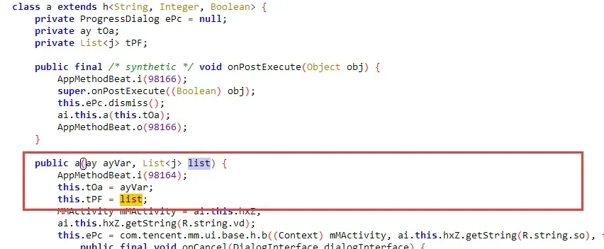 linkedList2 passed to the ai$a constructor