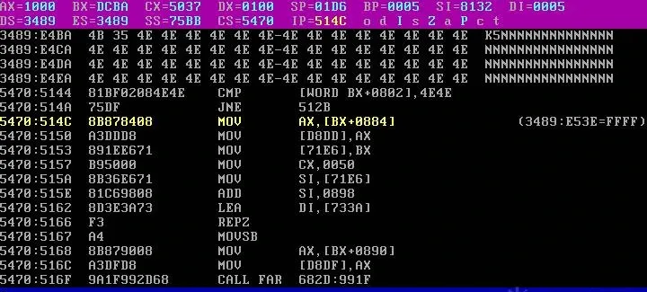 N=04, 800h, CRC at BX+802