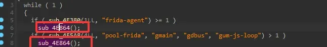 The plaintext frida-agent string