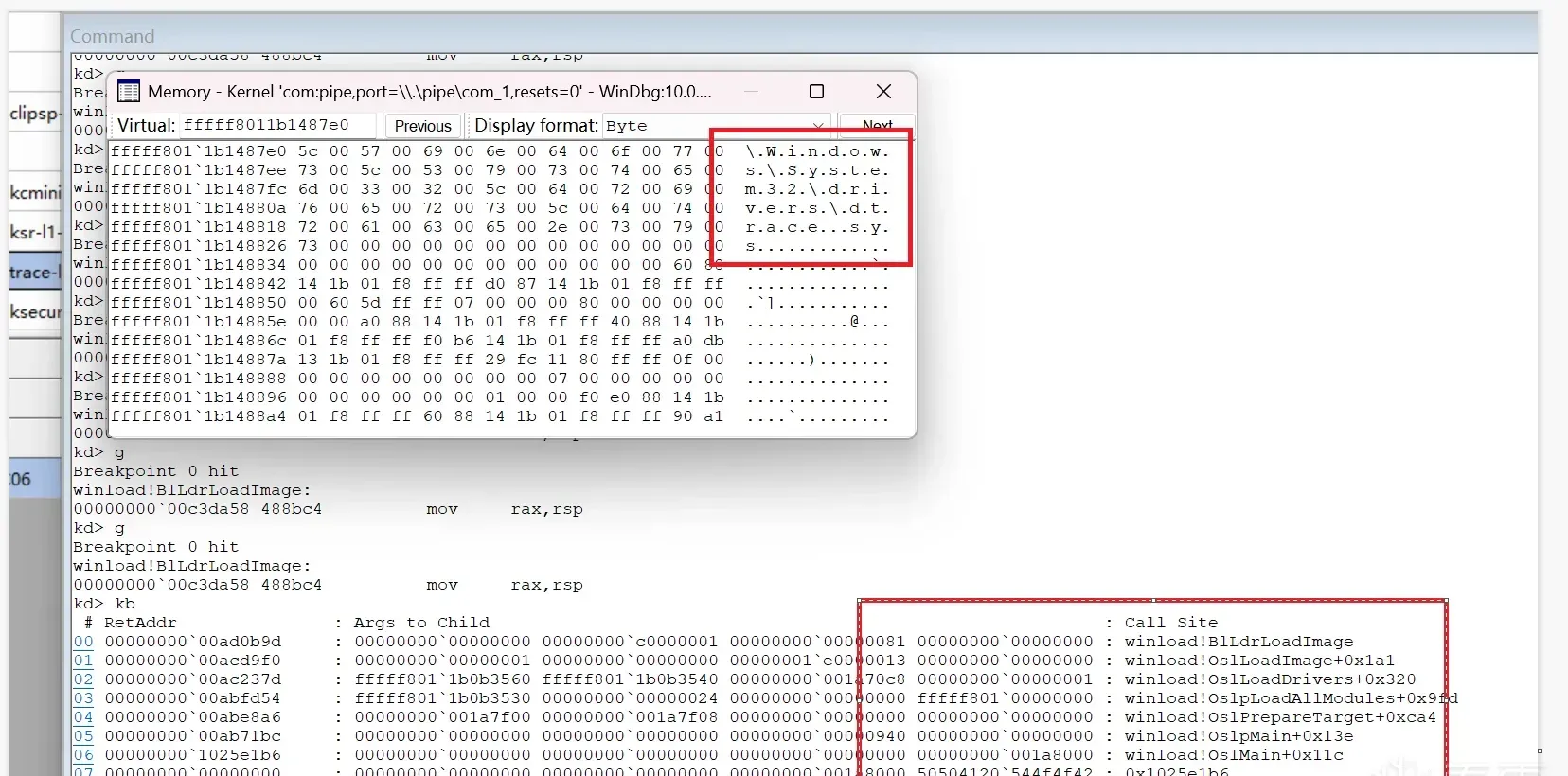BlLdrLoadImage loading dtrace.sys
