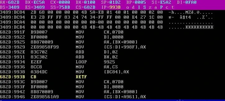 BX+900, 7D0h → CS:DI+998F