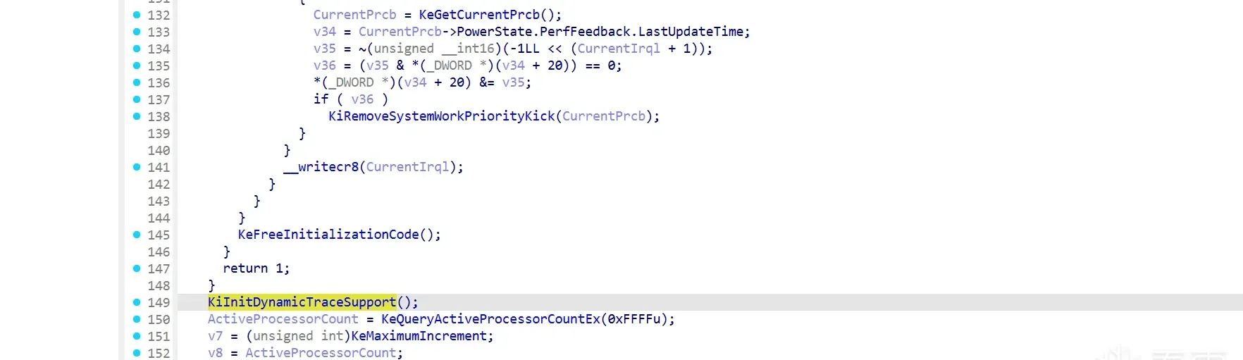KiInitDynamicTraceSupport call