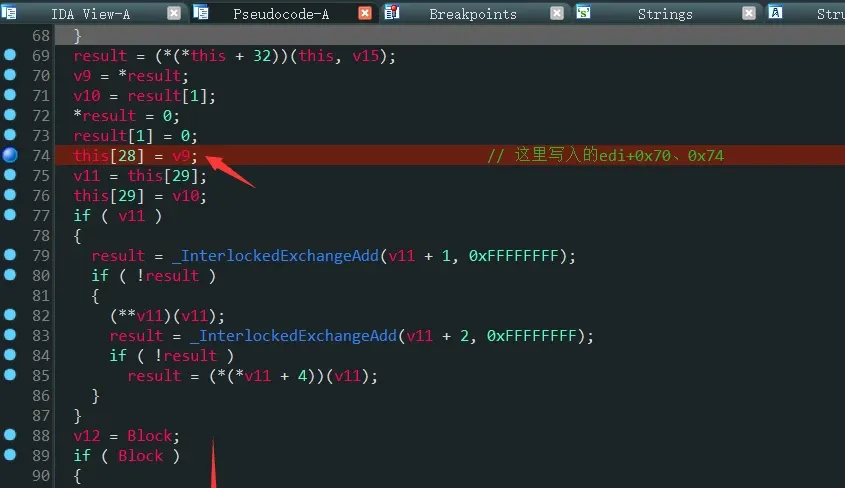 Write breakpoint hit