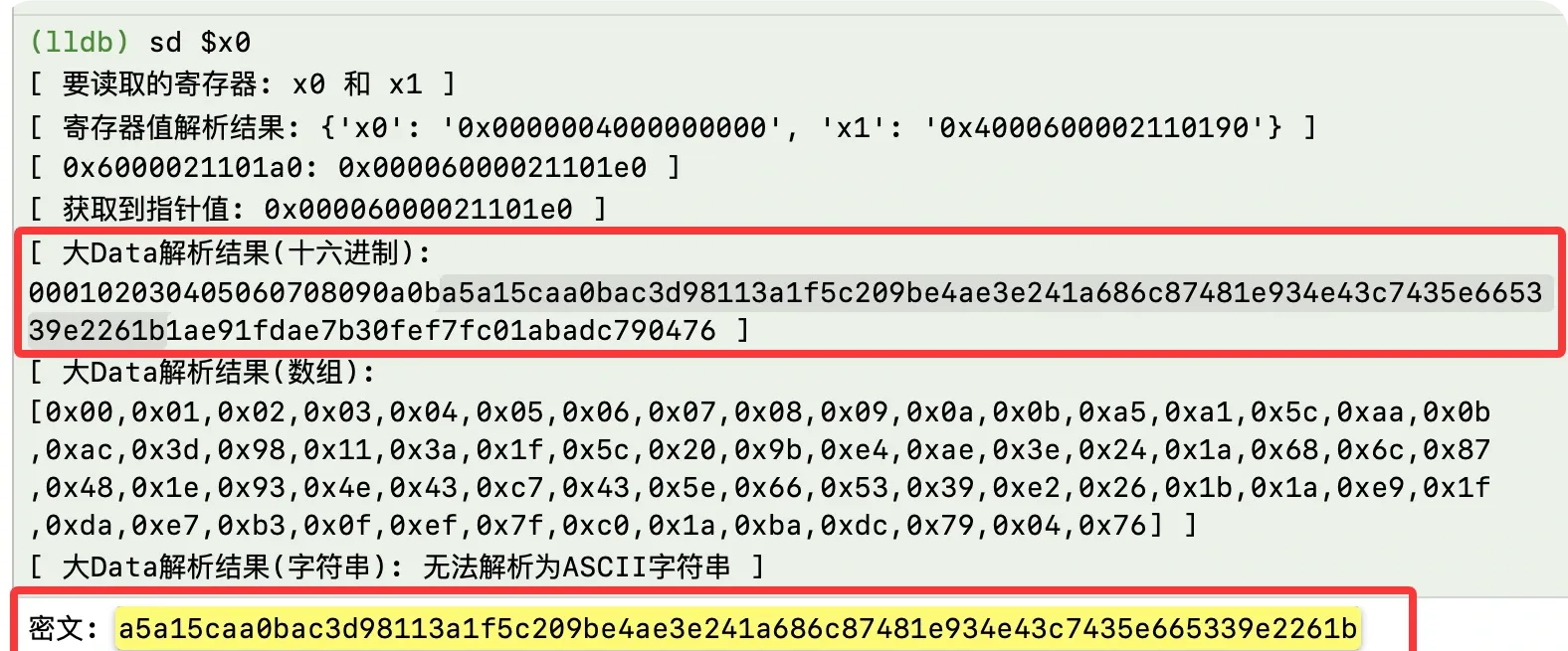 ciphertext and tag