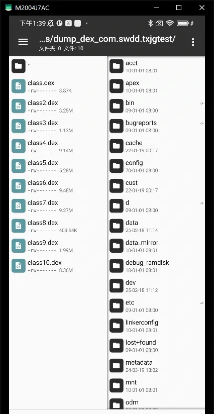 The dumped DEX files